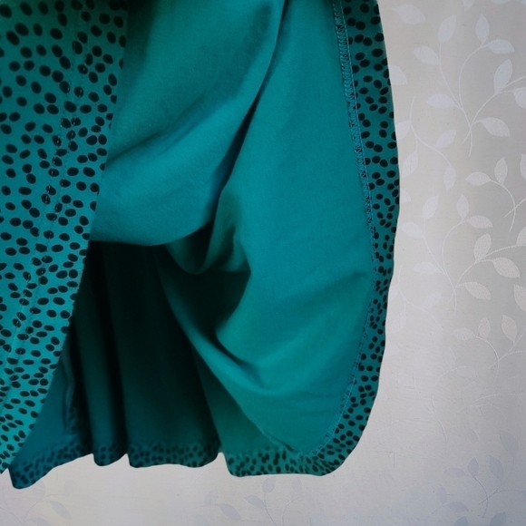 Vintage 90s South Beach Teal Black Polka Dot Cutout Back Button Front Mini Dress - Picture 13 of 15